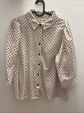 Cream Polka Dot Button-Up Blouse